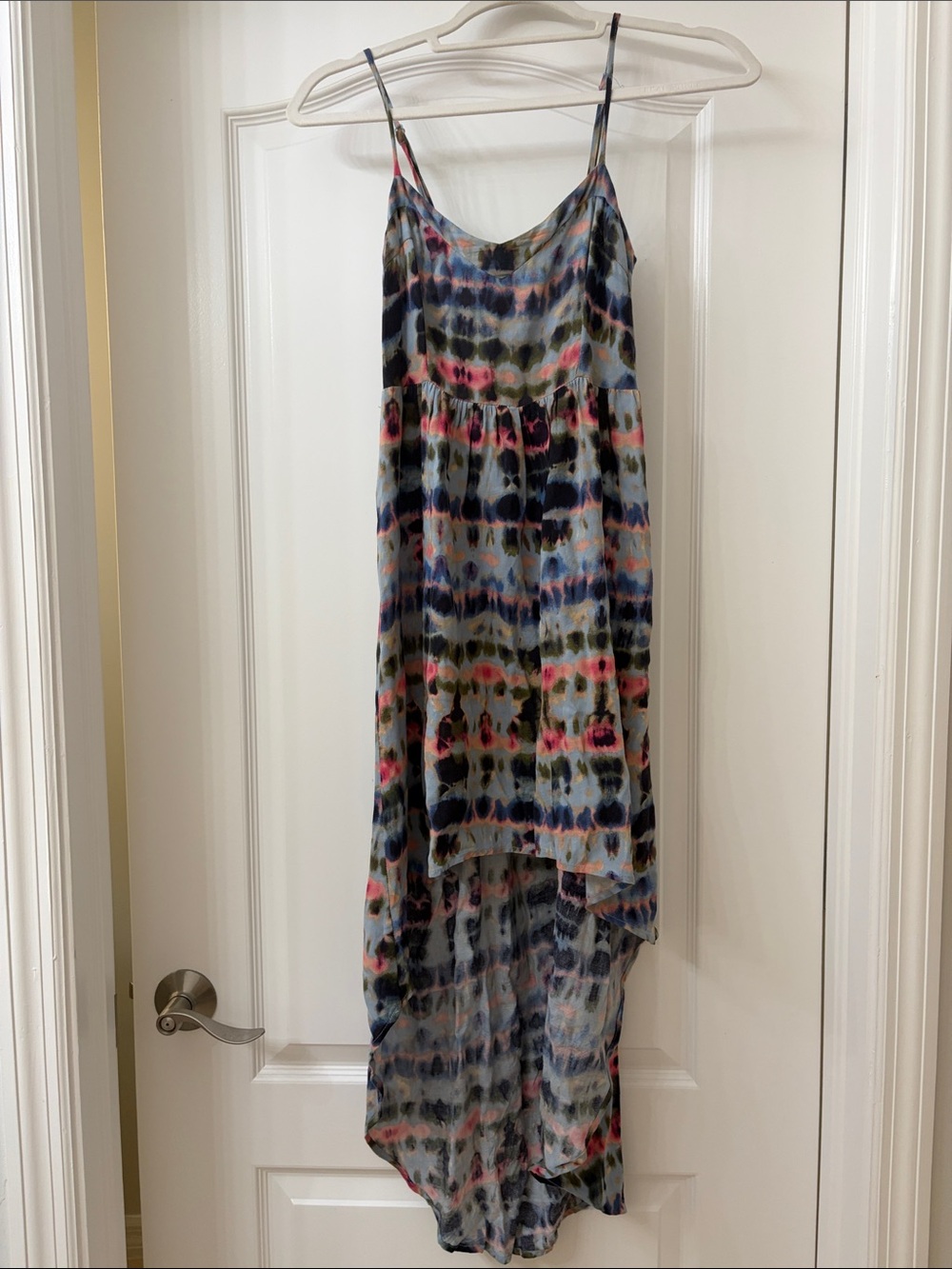 Mimi Chica Pastel Tie-Dye Smocked Maxi Dress
